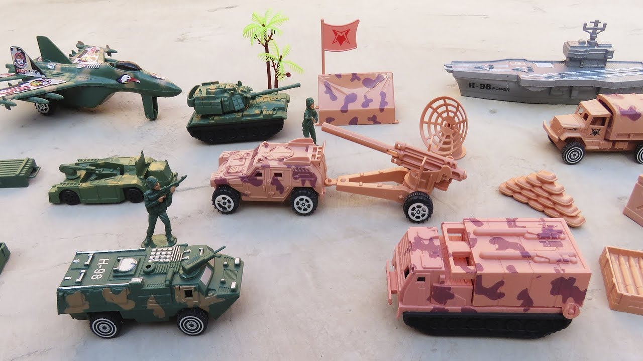 Caja de soldados y artillería militar! Carros, Campamento y Mucho Mas! TOYS REVIEW