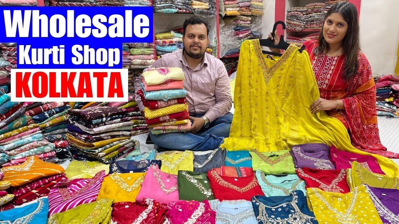 Festive special Work kurti Wholesale shop in Kolkata | Shivam Cloth Stores Kurti Market Barabazar