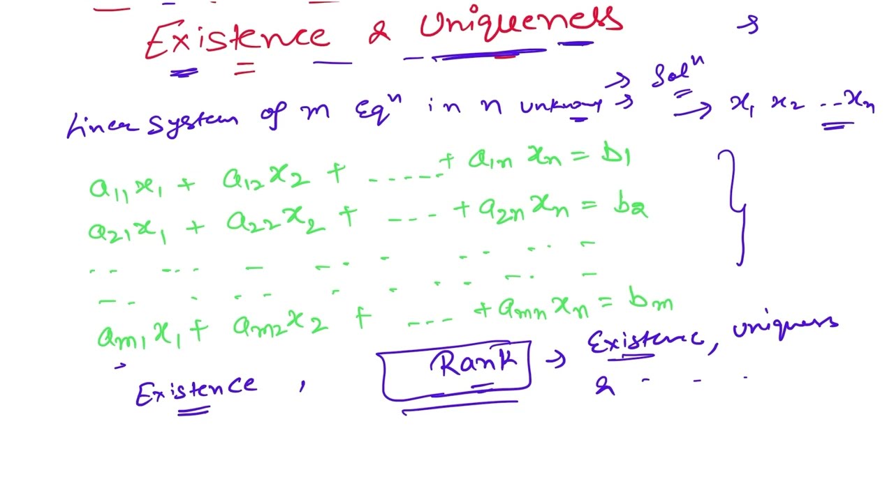 Solution of Linear Systems : Concept of Existence and Uniqueness