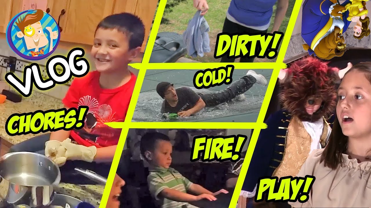 CHASE'S WEIRD DREAM! / Winter Pool Roll / Chores and School Play (Funnel Vis Fam Vlog)