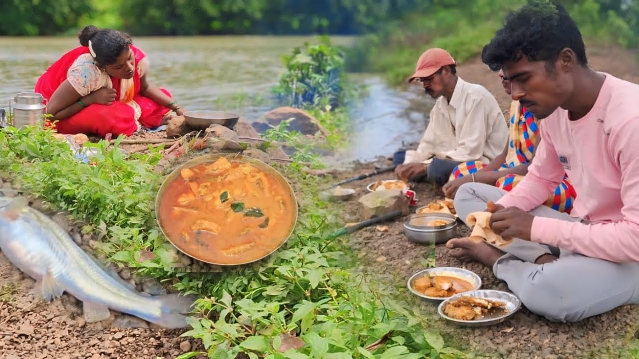 रॉडने मरळ🐟 पकडल्या बरोबर आमची पूर्ण फॅमिली नदीच्या किनाऱ्यावर 🤩जाऊन जबरदस्त अशी रेसिपी🥘 मरळ फ्राय