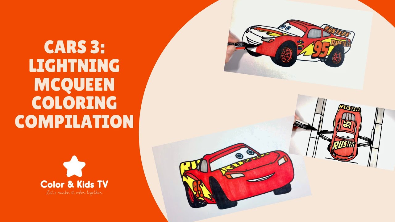 Cars 3: Lightning McQueen Coloring Compilation | 9 Minutes of Fun | Color & Kids TV