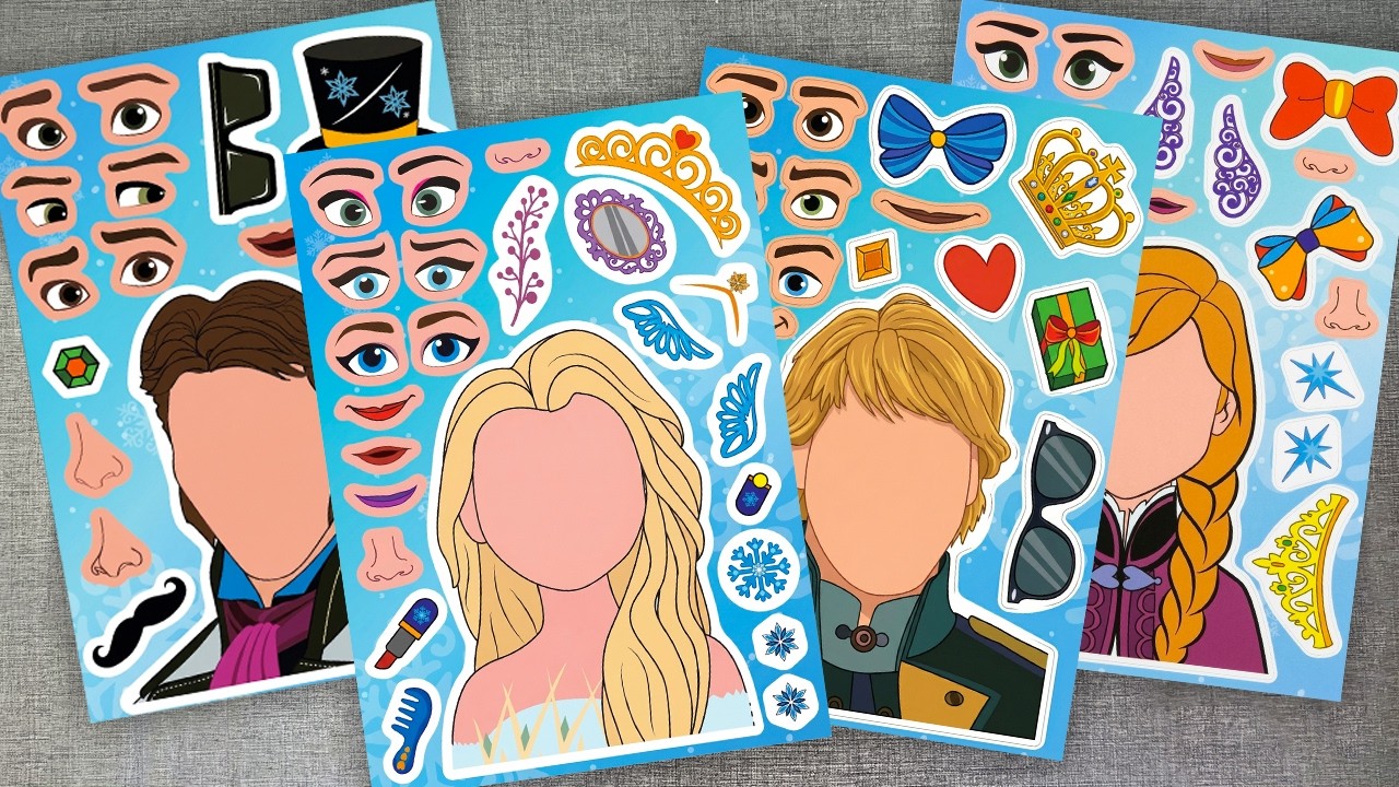 [paper diy] ❄️ Frozen 3 DIY Sticker Book! Elsa & Anna&rsquo;s Magical Ice Adventure 👑✨ DIY ASMR Paper