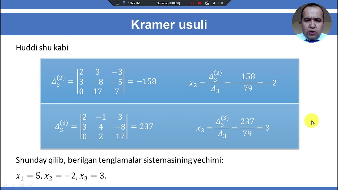 03 Chiziqli algebraik tenglamalar sistemasini yechish usullari