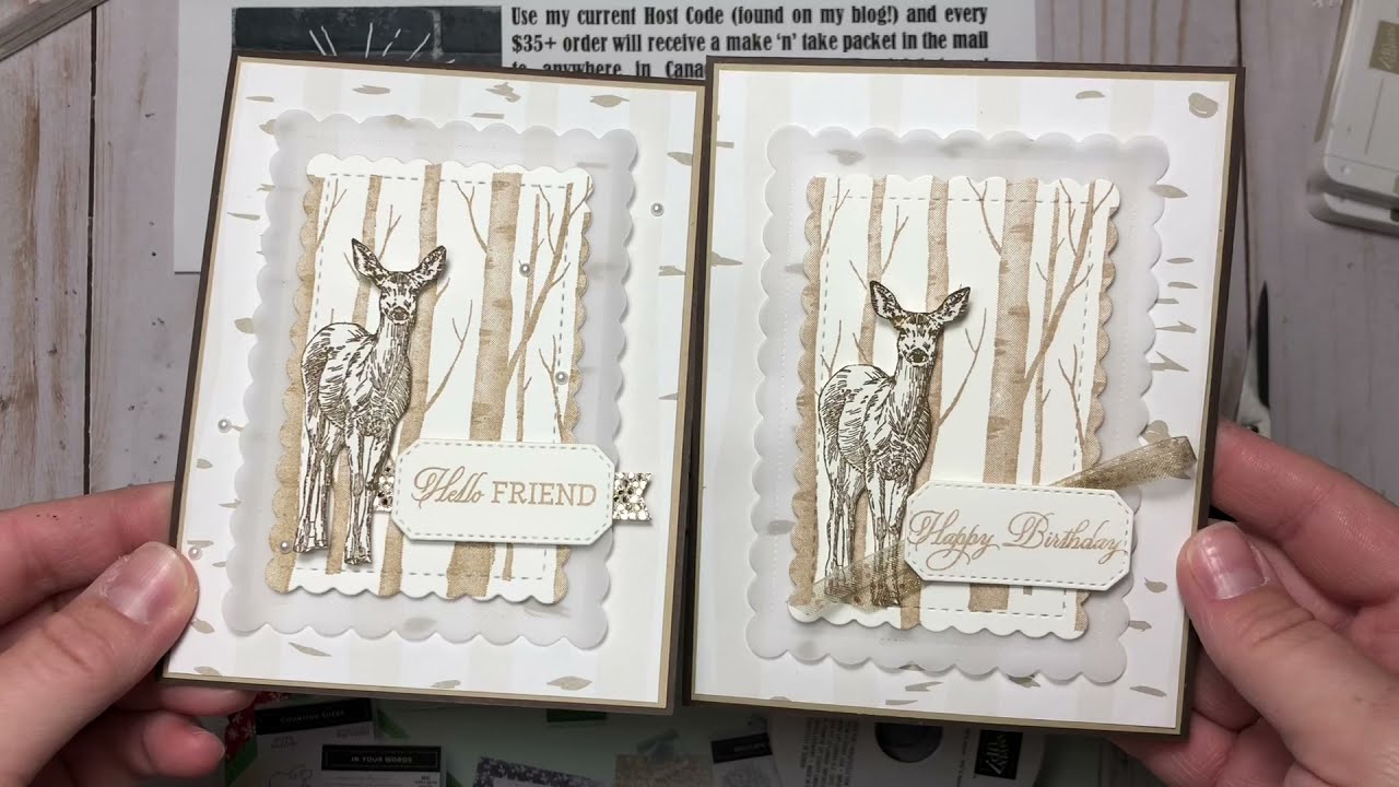 Stampin' Up! Welcoming Woods Nature's Beauty Peaceful Prints Glitter Paper SAB card