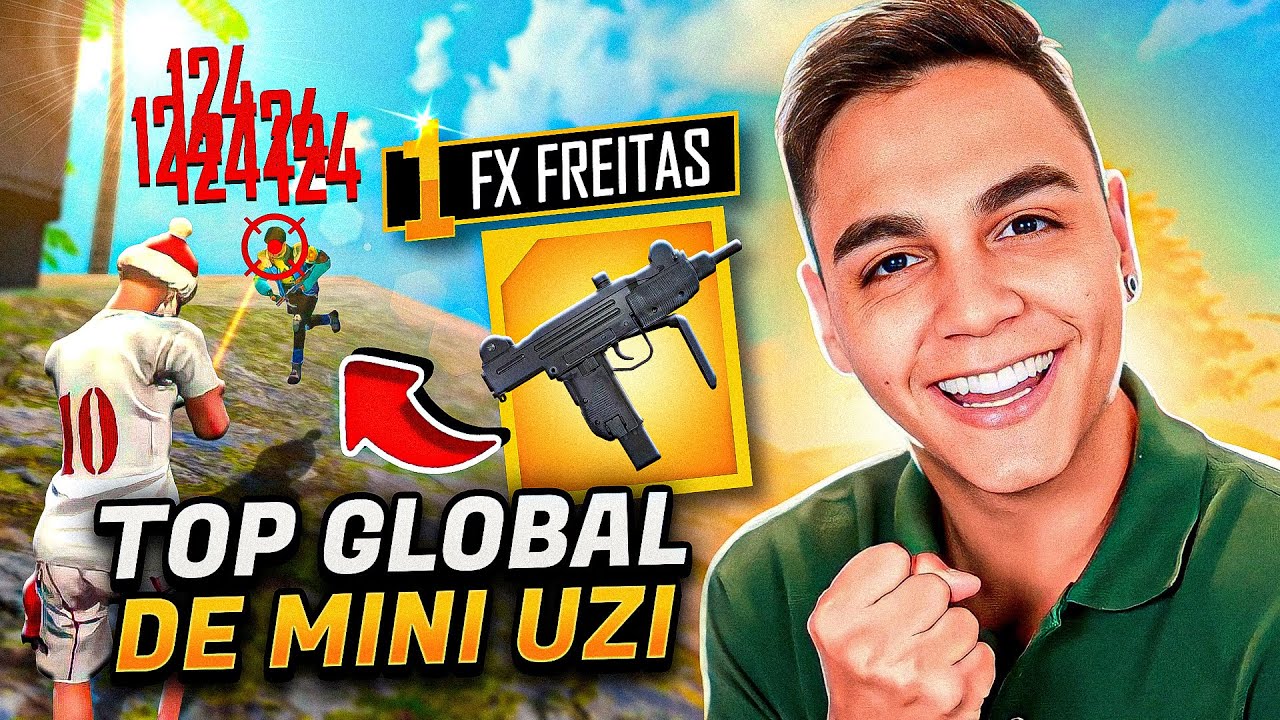 REAÇÃO DO FREITAS AO ENTRAR NO TOP GLOBAL DE UZI AO VIVO!! - free fire