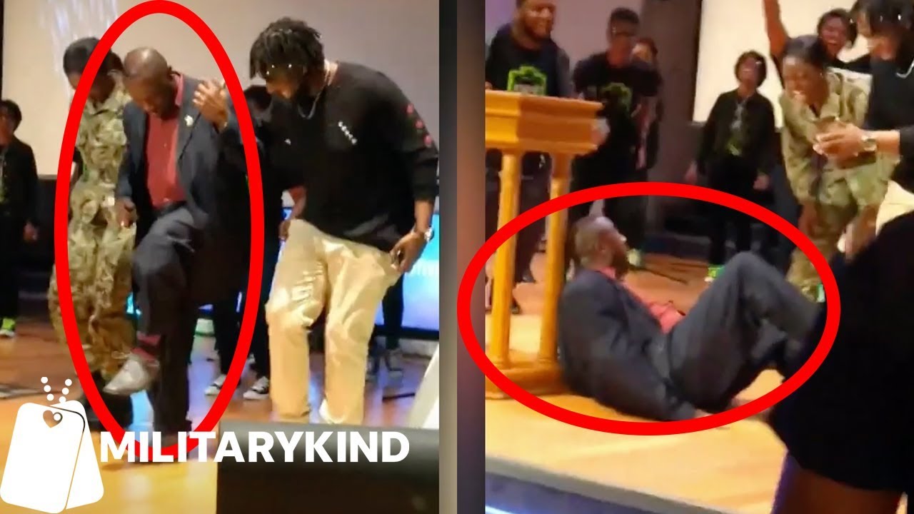 Navy daughter's surprise homecoming brings dad to the floor 😯🕺⛪️