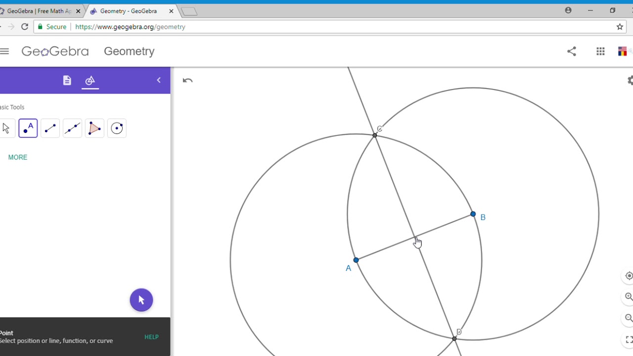 GeoGebra   Constructing a Perpendicular Bisector