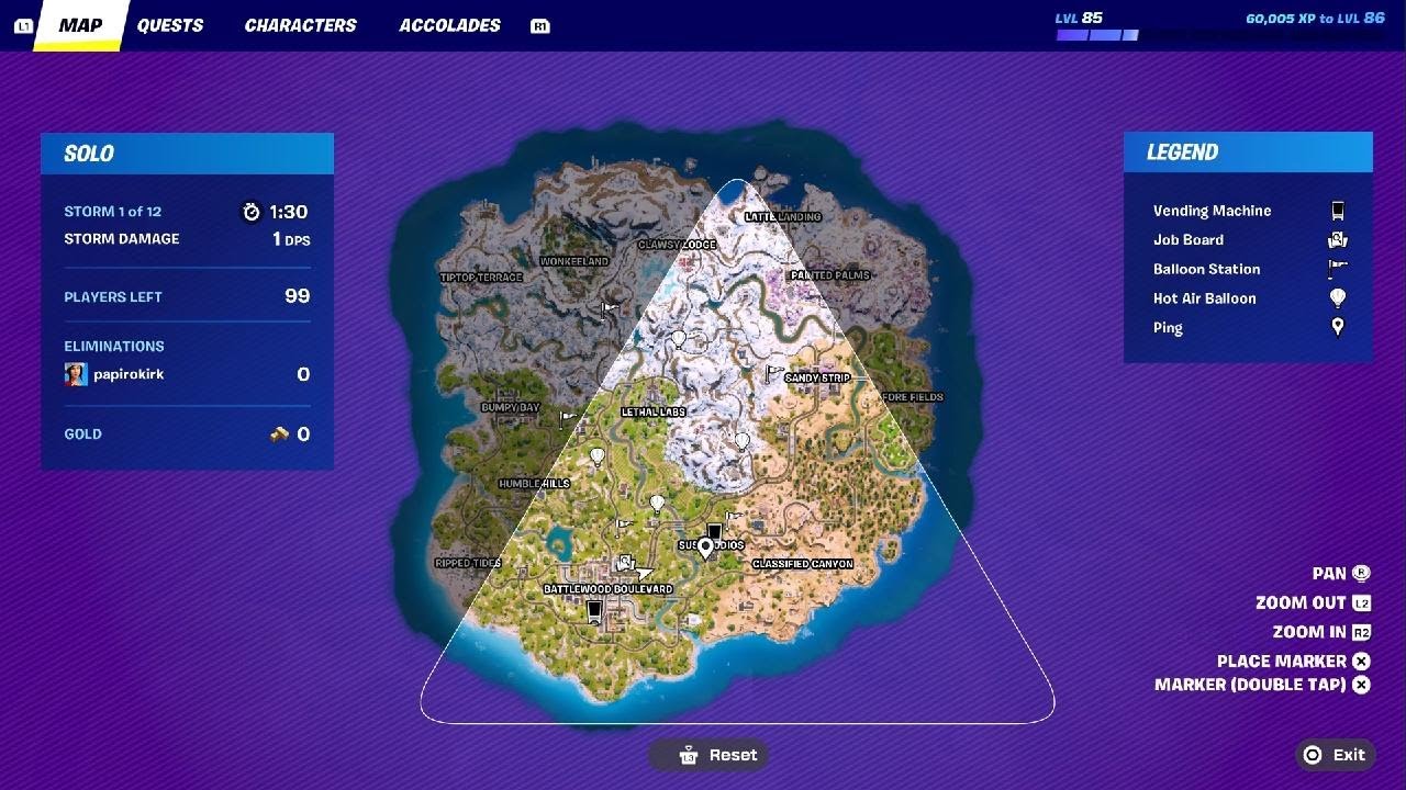 Fortnite Chapter 7 Season 1 Battle Royale in my favorite storm shape (triangle) and got 🥈