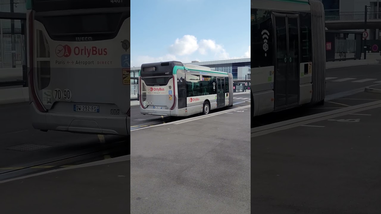 d&eacute;part d'un Iveco Urbanway 18 sur la Ligne Orlybus &agrave; Orly 1 2 3