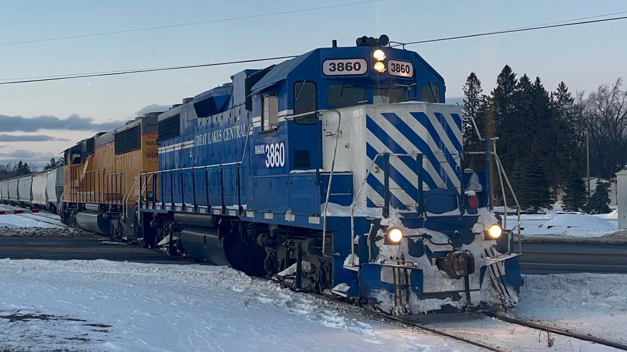 GLC Great Lakes central railroad departing Clare to go back to Owasso ￼￼at 5:42 PM 