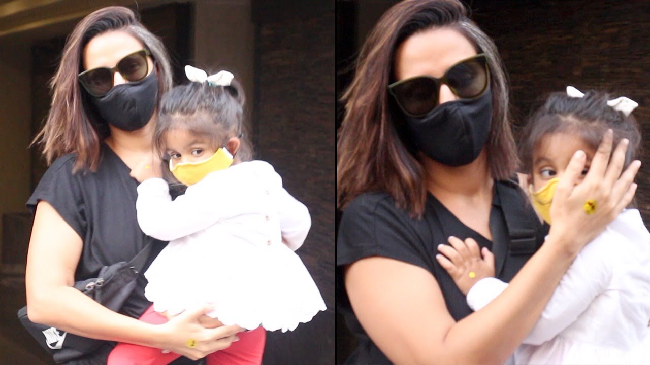 Neha Dhupia Hide her Daughter's Face From Media As She Got Scared From Cameraman