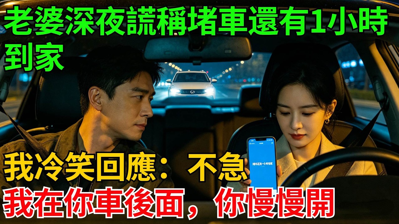 老婆深夜謊稱堵車還有一小時到家，我冷笑回應：不急，我在你車後面，你慢慢開【反轉情緣】#婚姻反转#冷静复仇#情感故事#夫妻#都市情感#职场情缘#短篇故事