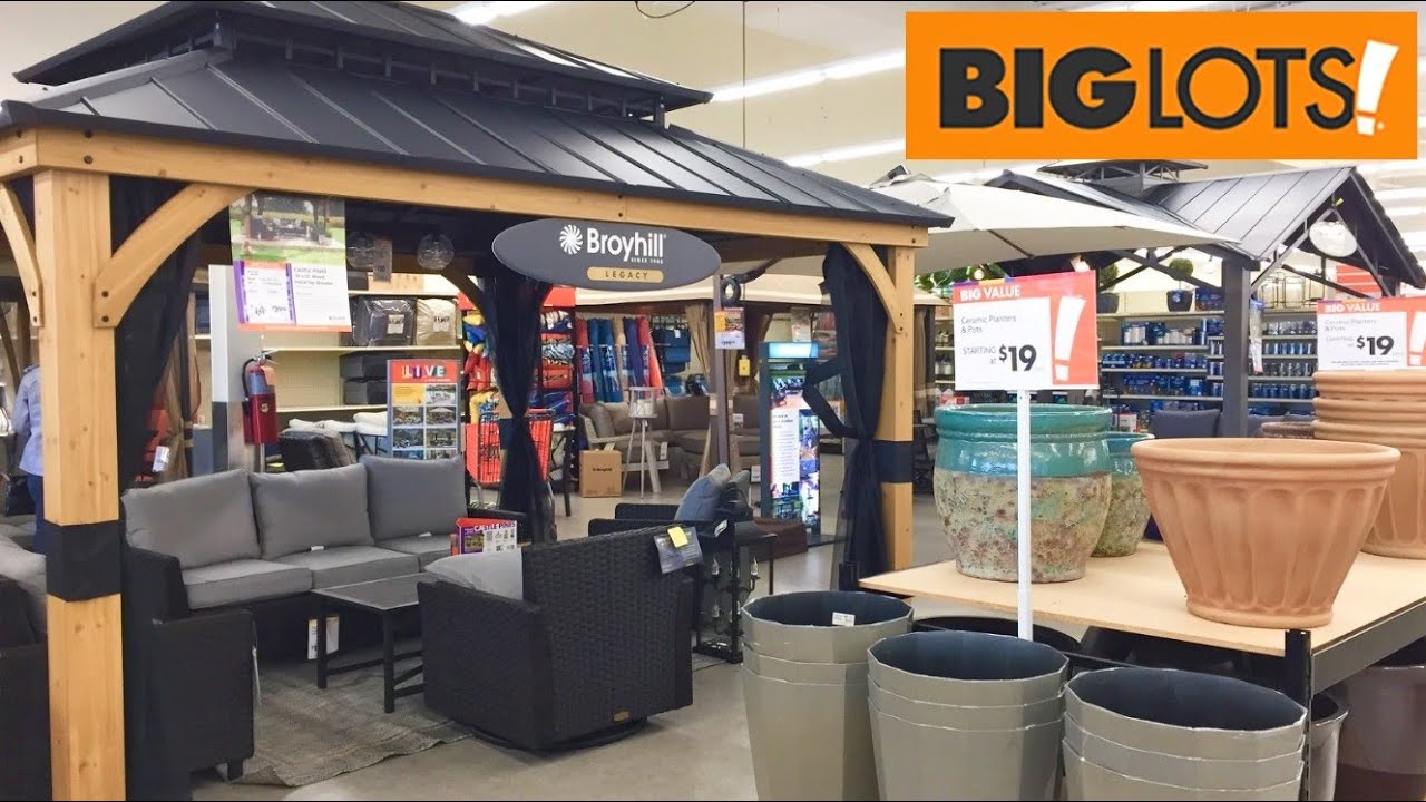 BIG LOTS GAZEBOS PATIO FURNITURE OUTDOOR SOFAS HOME DECOR SHOP WITH ME SHOPPING STORE WALK THROUGH