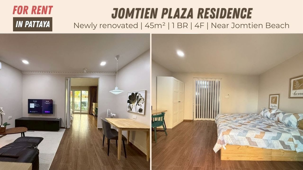【In Pattaya】Jomtien Plaza Residence | Newly Renovated | 45m² 1 BR （A405）