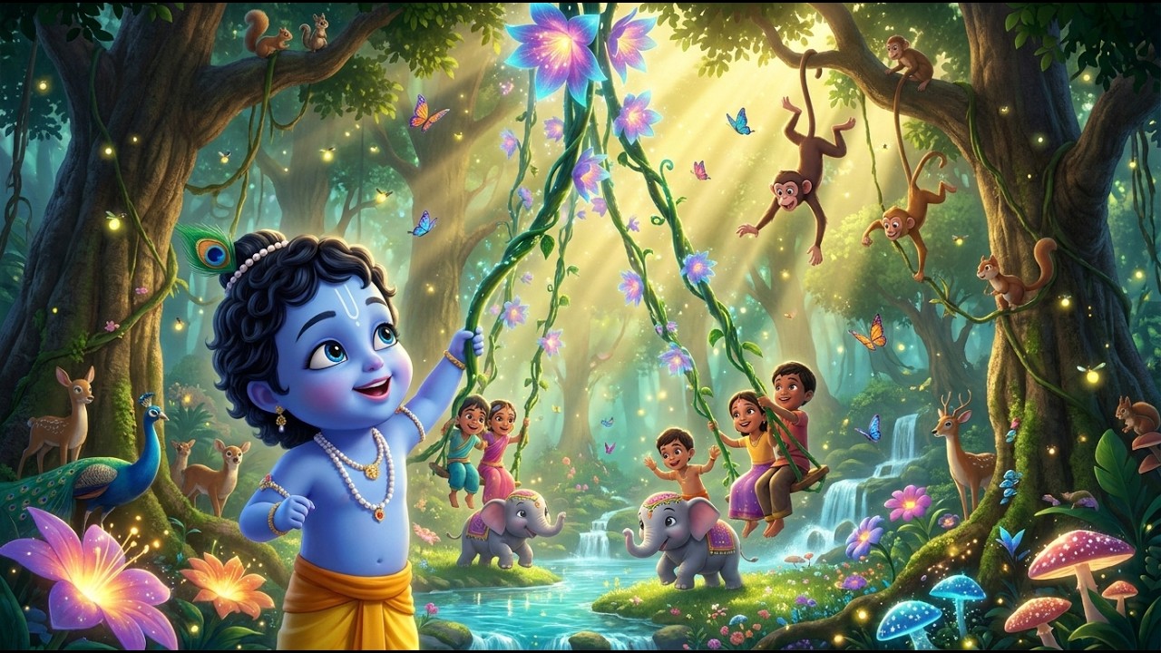 Shree Krishna Govind | Little Krishna's Magical Glowing Forest Adventure  | Cute Baby Animation