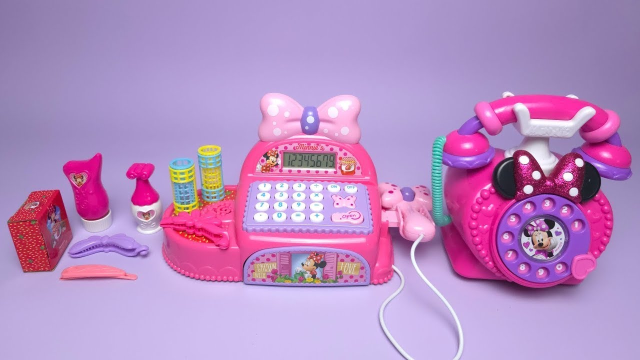 Disney Minnie Mouse Cash Register Telephone Set Satisfying with Unboxing Toys Collection ASMR 