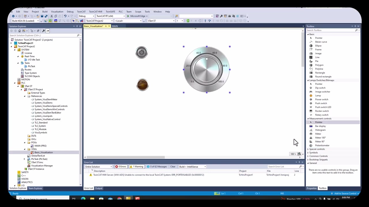 PLC Basic 1:TWINCAT3 beckhoff basic visualization part 1: buttons binding hmi