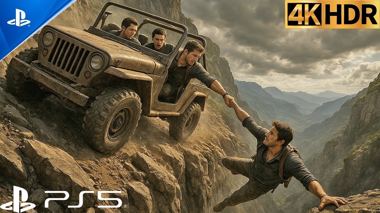 (PS5) Uncharted 4 – Thrilling Madagascar Car Crash & Rescue Scene | 4K