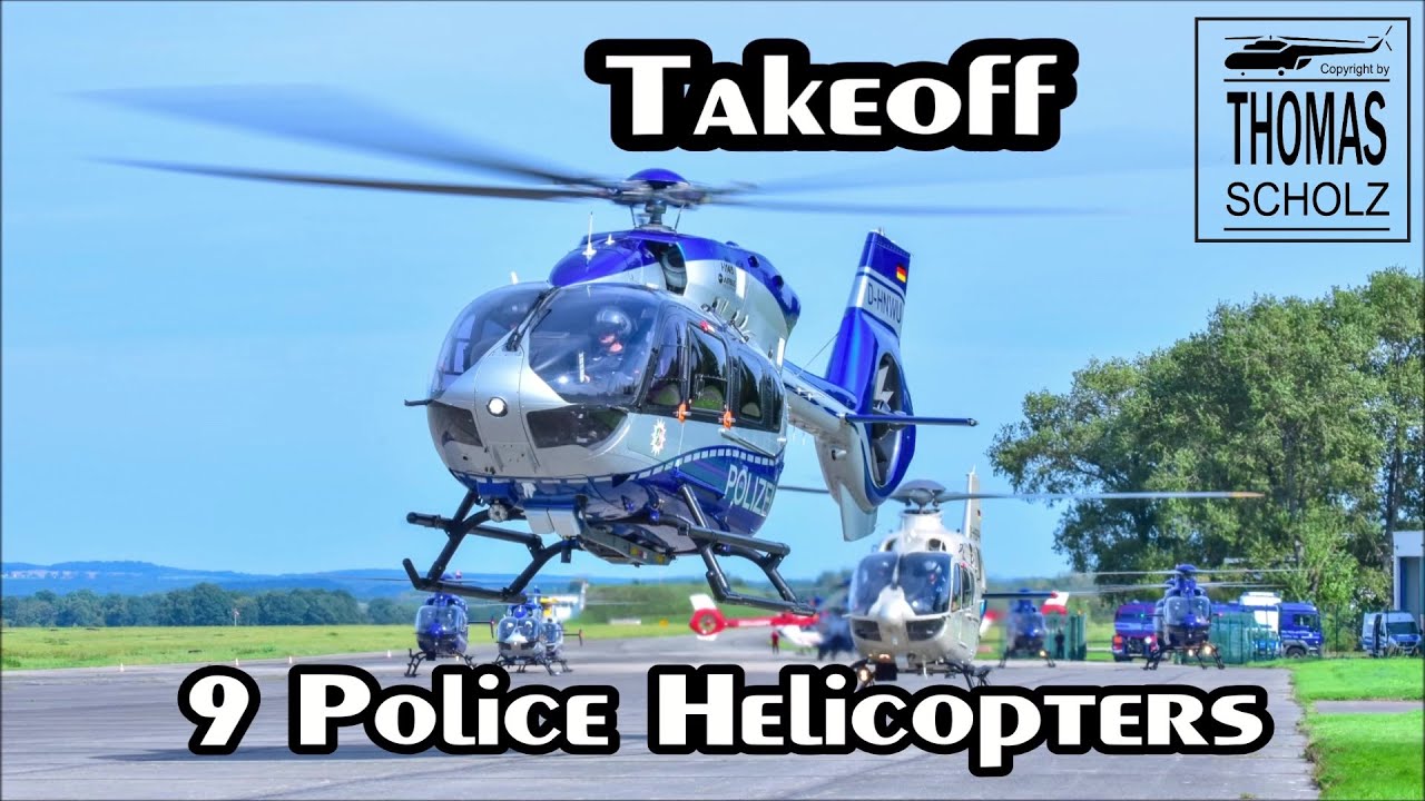 Start von 9  Hubschrauber der Polizei und Bundespolizei | LFSfdPD 2021 | EDAB | Bautzen Airport