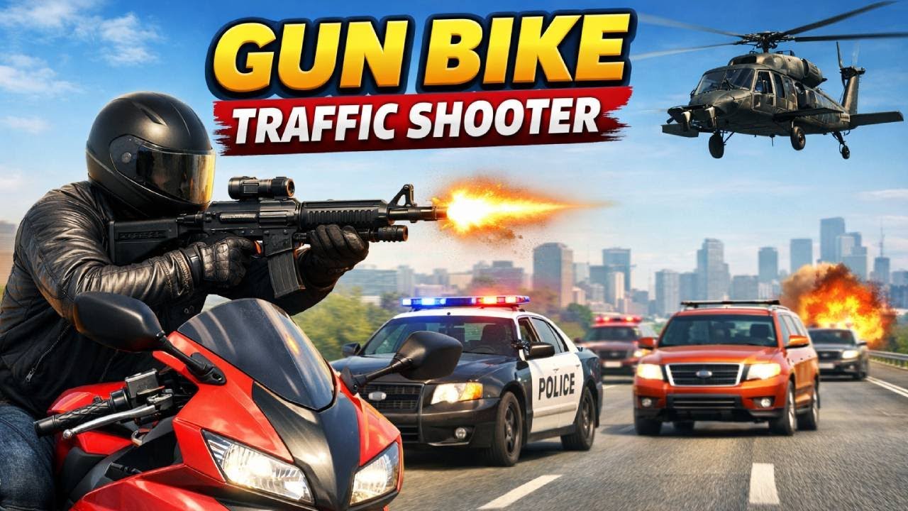 Gun Bike Traffic Shooter 🔫 | Levels 1–5 Gameplay | Cop Cars, Helicopters & Gun Unlocks