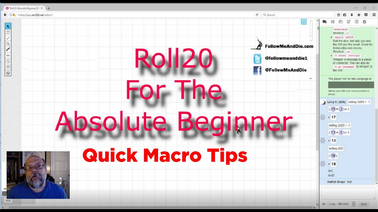 Roll20 For The Absolute Beginner No. 20 - Quick Macro Tips