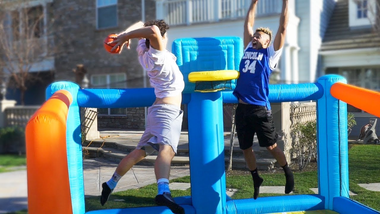 INSANE INFLATABLE BASKETBALL COURT CHALLENGE!!