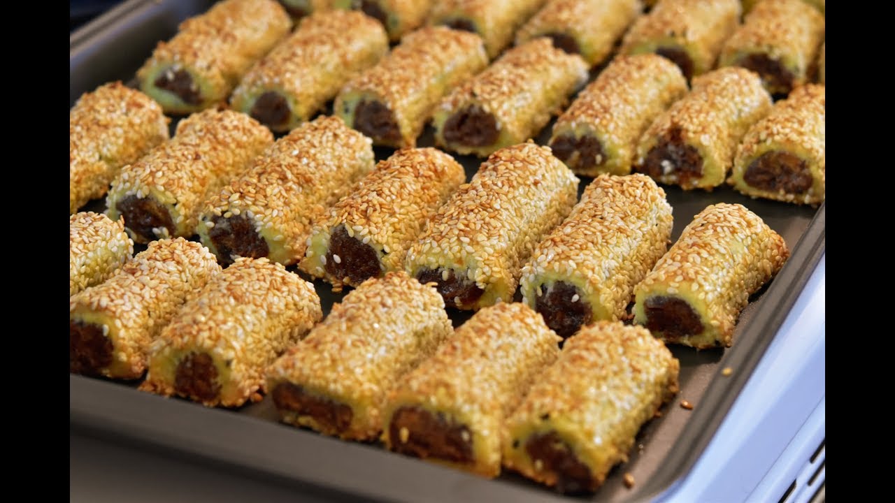 اصابع تمر(كليجه) بالسمسم بطريقه سهله خطوه بخطوه حتى تنجح معكم  Date Fingers with Sesame