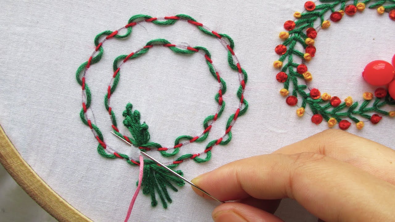 hand embroidery designs for dresses | all over circle cast~on stitches design part 2