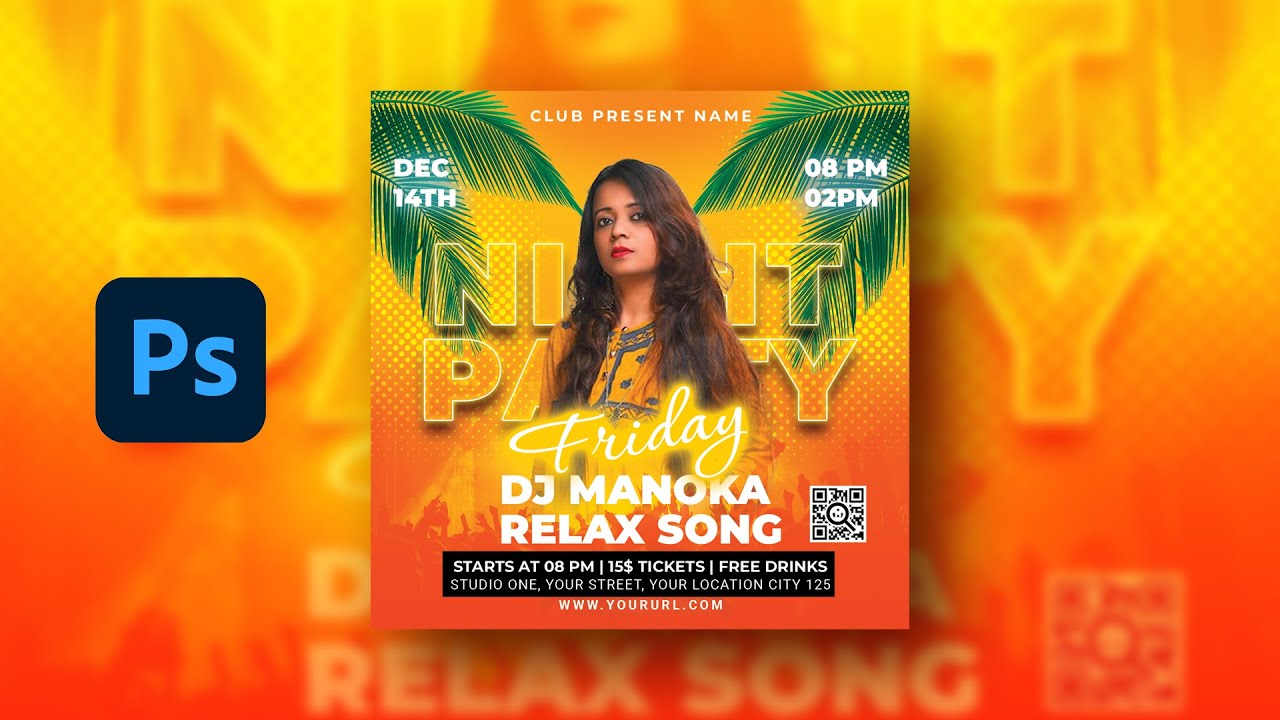 Summer Night Party Flyer | Photoshop Tutorial