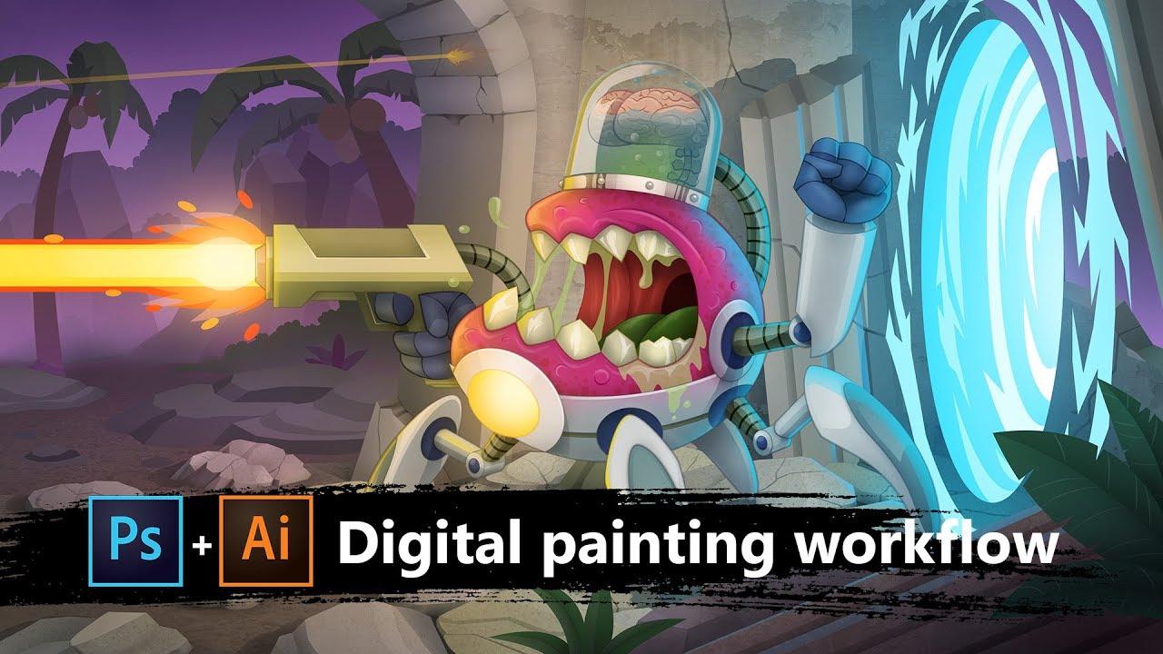 Photoshop and Illustrator Digital Painting Workflow