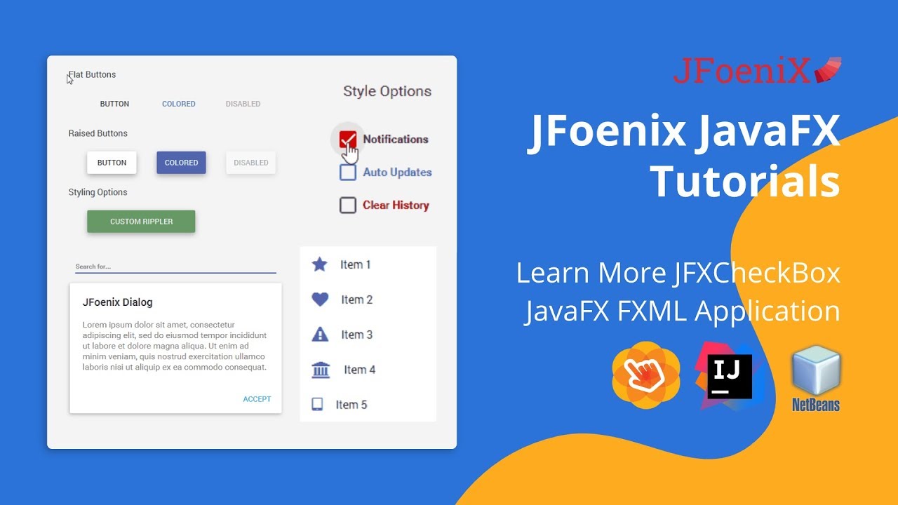 JFoenix Java FXML Tutorial - #04 Learn More JFXCheckBox Google Material Design JavaFX Application
