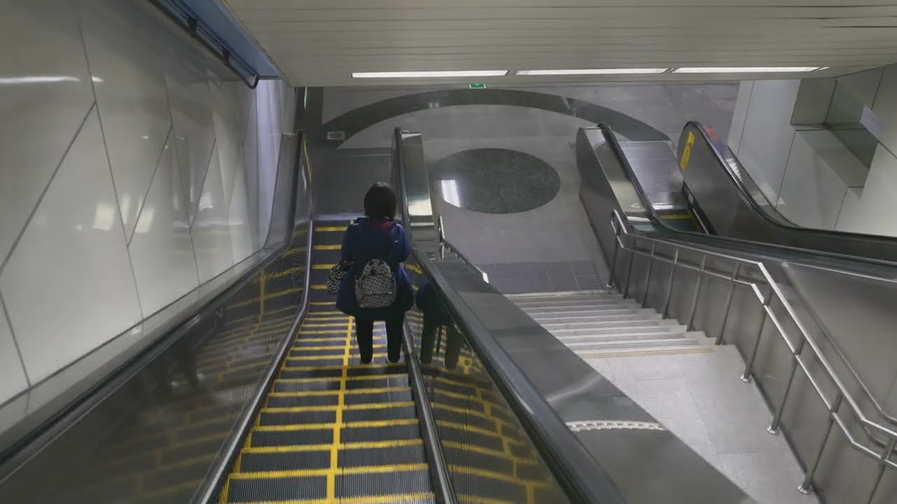 Taiwan, Kaohsiung International Airport MRT Station, 1X elevator, 2X escalator @ night