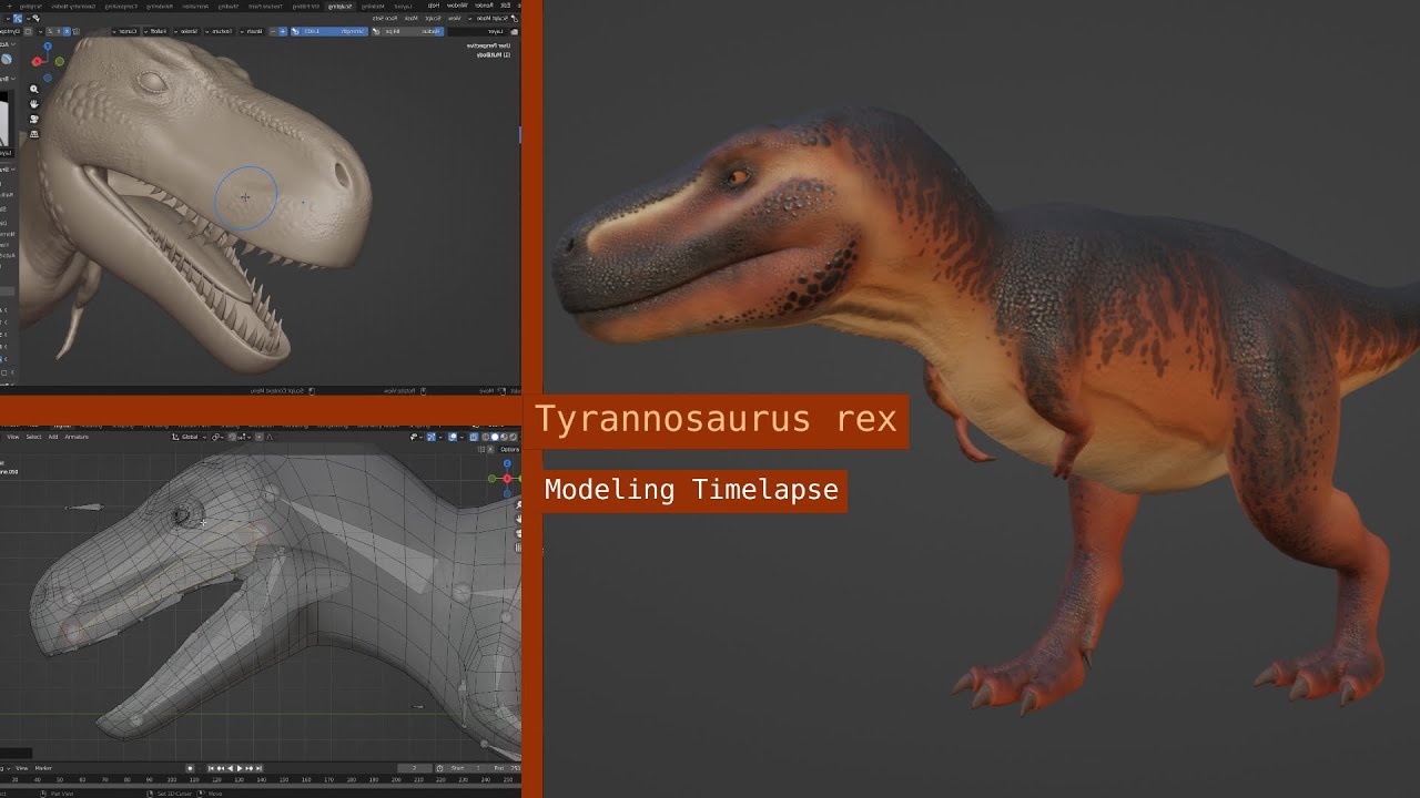 Tyrannosaurus rex | Blender 3D Modeling Timelapse