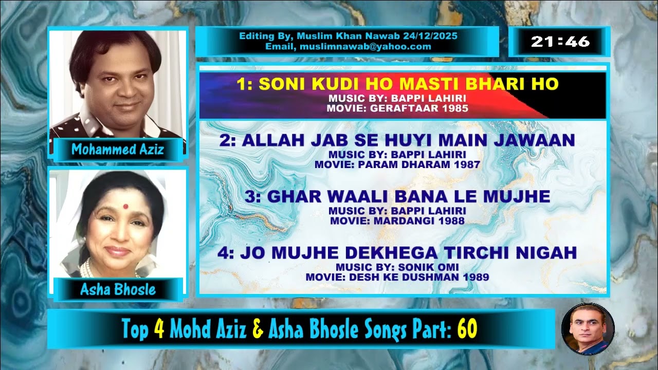 Mohd Aziz & Asha Bhosle Top 4 Duets Songs Part, 60