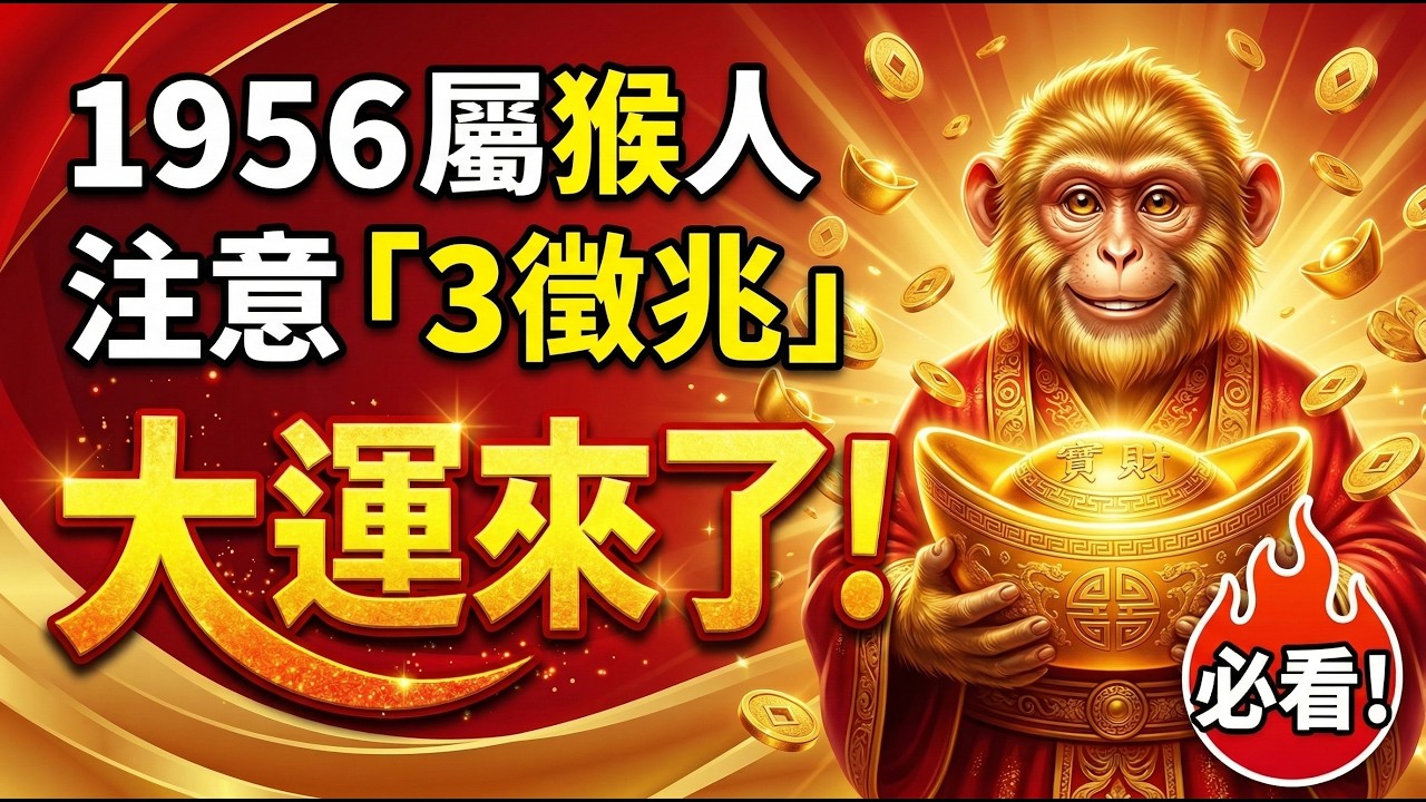 1956年屬猴人，2026年注意：如果出現這「3個徵兆」，預示你要走大運了！生肖猴必看！#生肖猴2026運勢 #1956年屬猴 #2026生肖猴運勢 #1956年生肖猴 #風水 #晚年運勢 #生肖猴