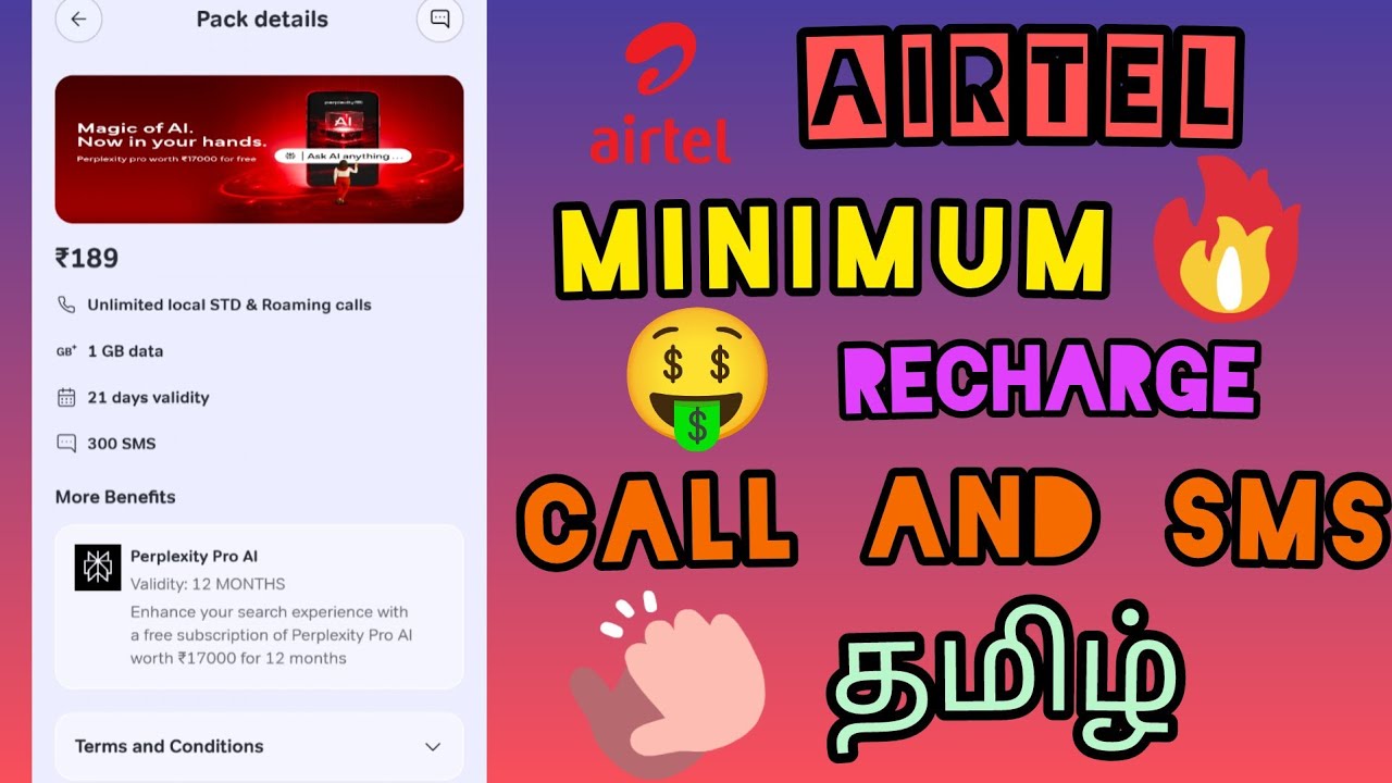 Airtel Minimum Recharge For Incoming Call And Sms And Messages In Tamil | Airtel Data Pack Tamil 