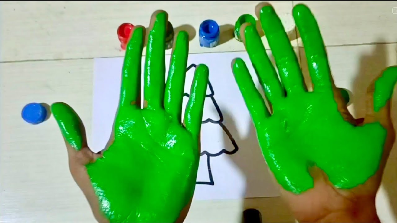 Learning animals colours for children paint Body finger nursery rhymes green tree