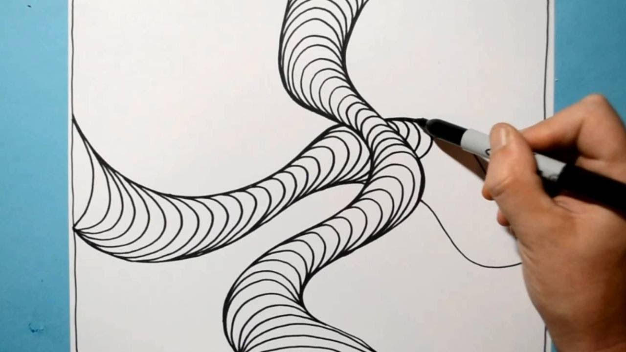 Cool 3D Abstract Line Illusion Pattern / Daily Art Therapy / Day 070