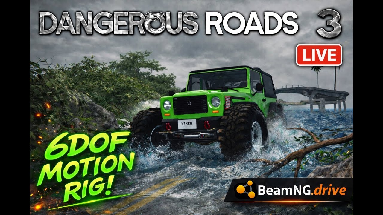 BeamNG.drive: Dangerous Roads 3 (Spealer's new map!) - Full 6DOF Motion Rig - Vertical