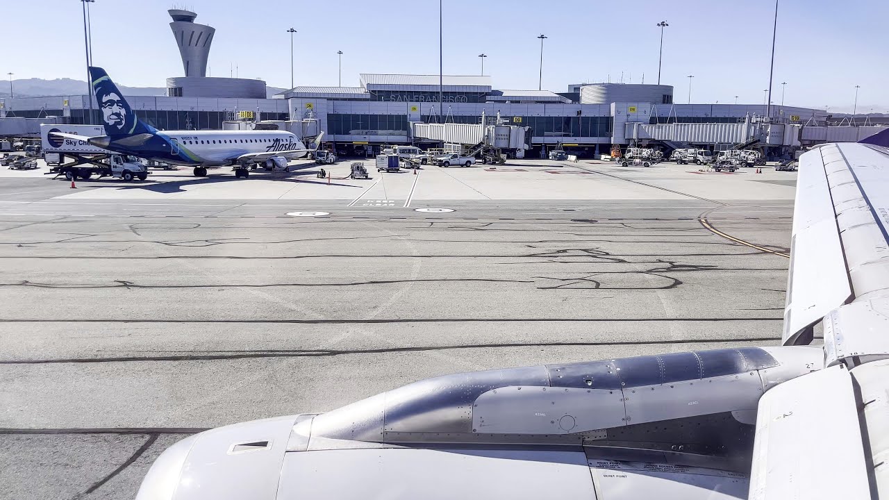 United 1650 SFO-SNA takeoff San Francisco Orange County Santa Ana California Airbus A319 N835UA