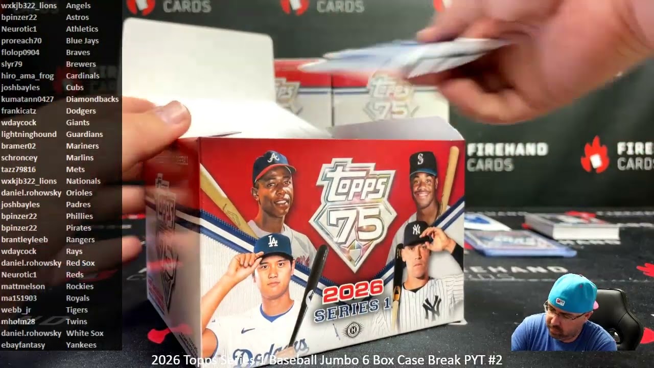 2/11/2026 2026 Topps Series 1 Baseball Jumbo 6 Box Case Break PYT #2