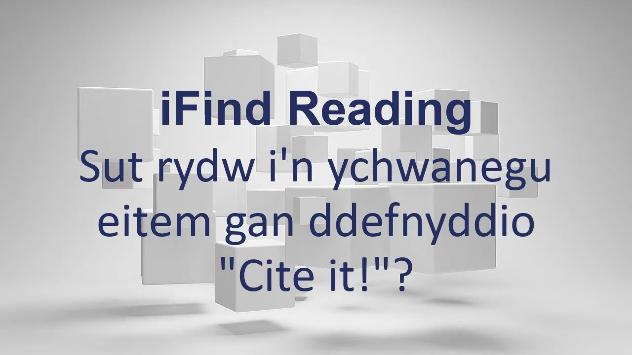 iFind Reading - Sut rydw i'n ychwanegu eitem gan ddefnyddio 