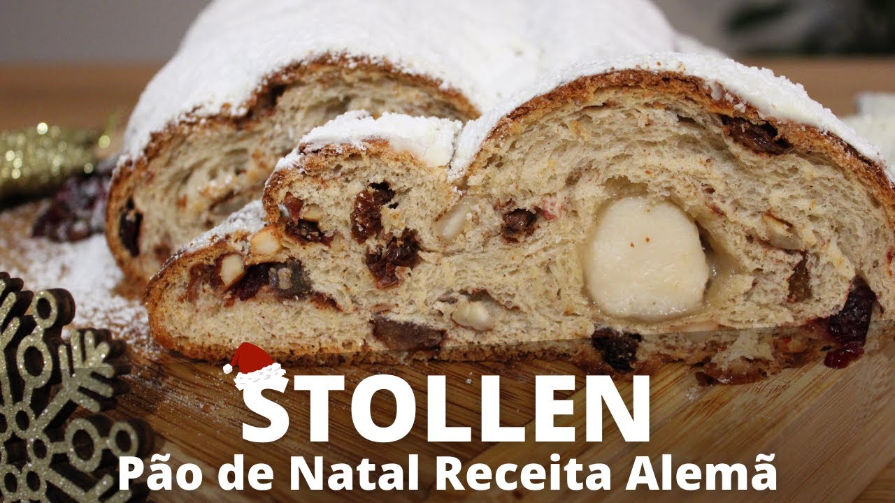 Stollen, receita de natal - Pão alemão com frutas secas, frutas cristalizadas e marzipan