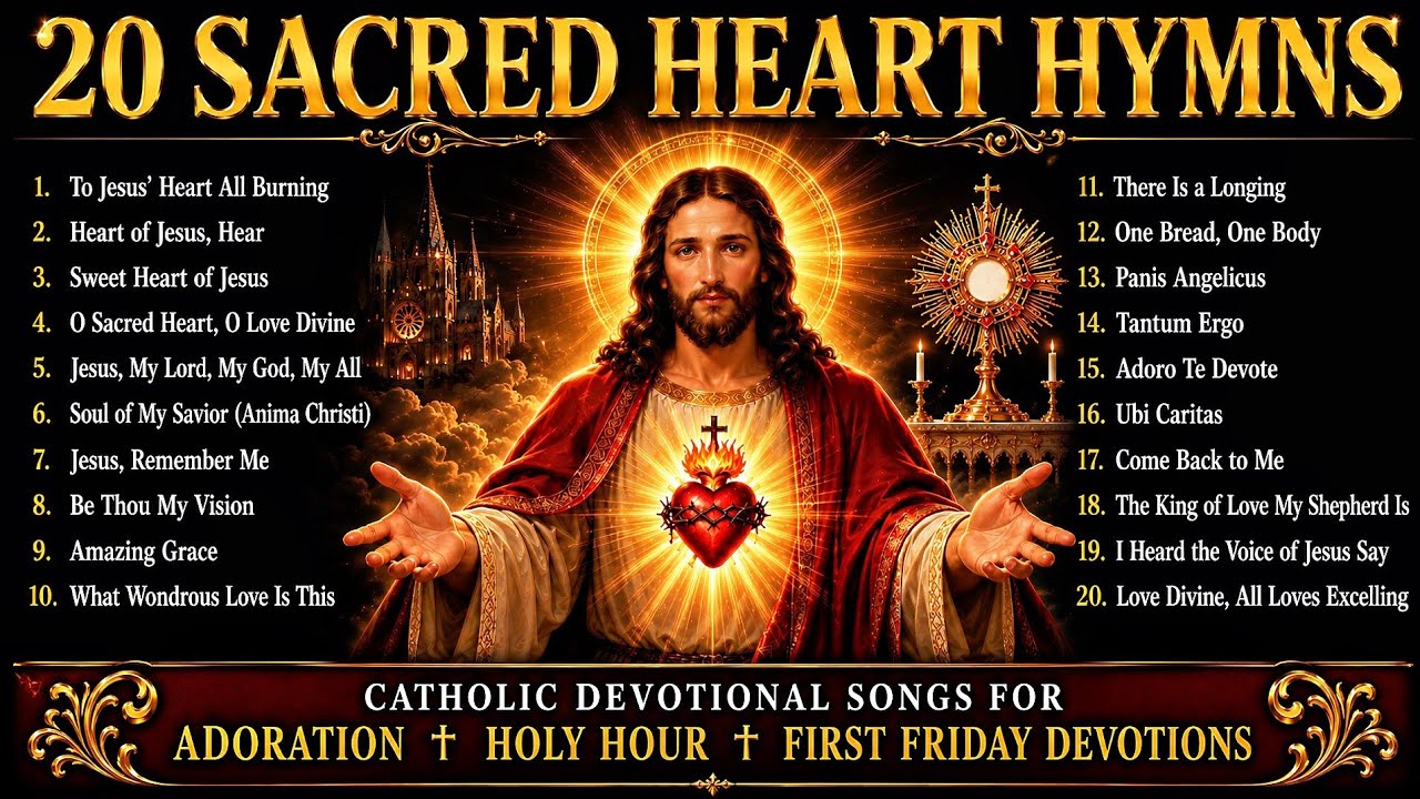 20 Sacred Heart Hymns for June | Catholic Devotional Songs for Adoration,  & First Friday Devotions