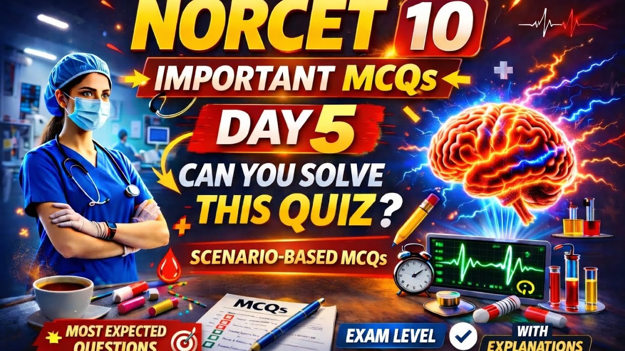 DAY 5|| MCQ PRACTICE || NORCET 10#aiims #norcet #mcqs #trending 