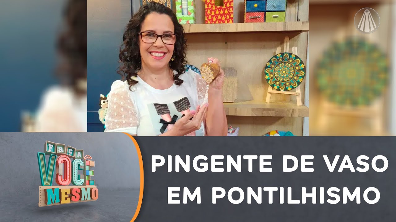 Faça você mesmo um pingente de vaso com girassol em pontilhismo!