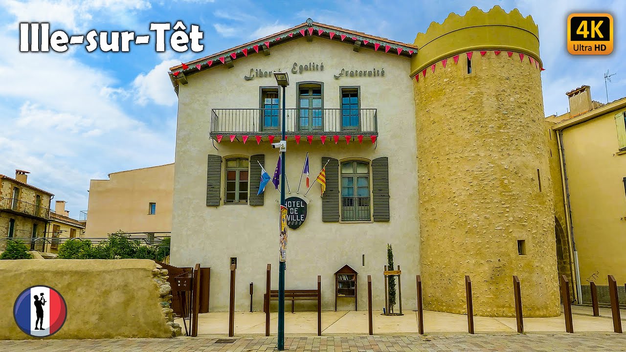 🇫🇷 Ille-sur-Têt 🏡, Occitanie, France, Amazing Walking Tour, 4K/60fps