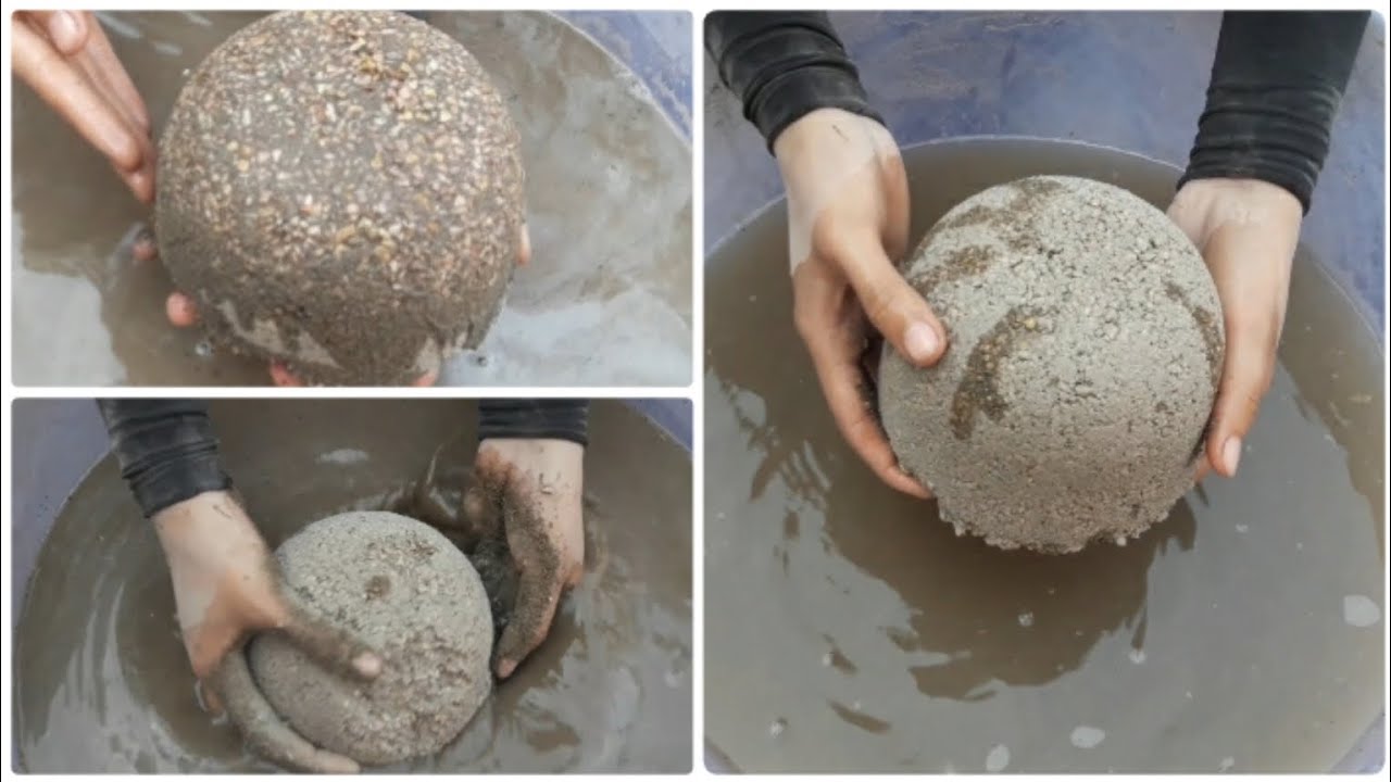 ASMR stoney sand sphere shapes  crumbling in lots of water+dry floor crumbling clear loud sounds
