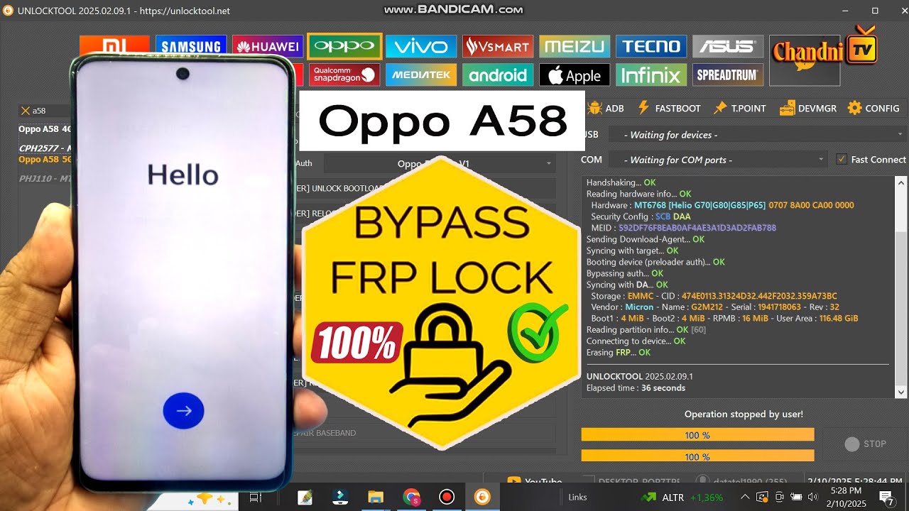 Инструмент для обхода FRP для Oppo A58 4G (CPH 2577) — совершенно новое обновление 💥